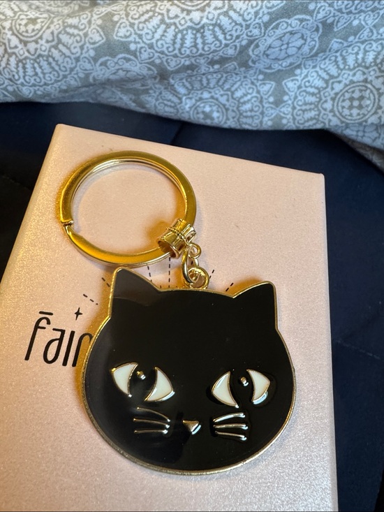 xansema Accessories - Black Cat Key & Card Holder Charm - Gold Trim